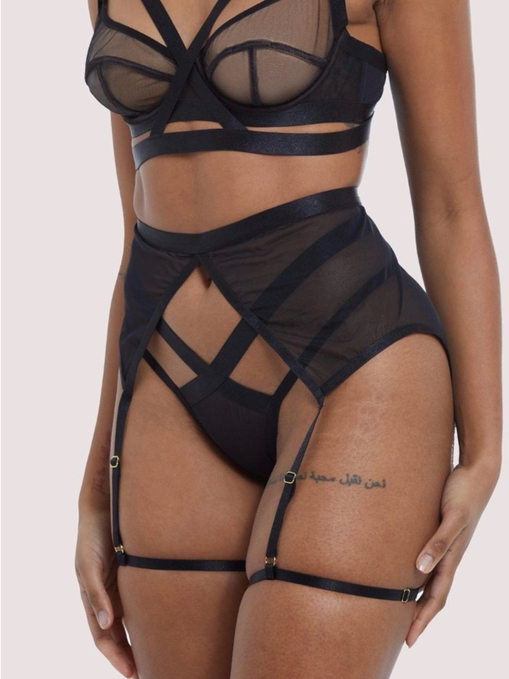 Playful Promises Danielle Mesh Garter & Suspenders NWT